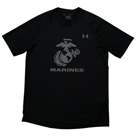 Under Armour T-Shirt Mens M The Tech Tee Performance USMC Marines Oorah Black - Picture 1 of 6